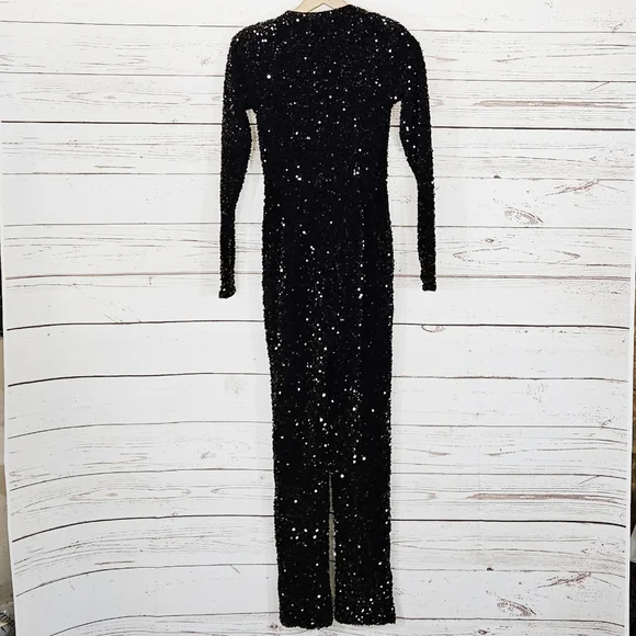 NWT Good American | Black Deep V-neck Sequin Jumpsuit - Picture 5 of 7